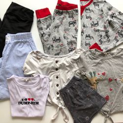 Women’s clothes Sz S pajamas, leggings, pants, shorts, tops, t-shirt bundle