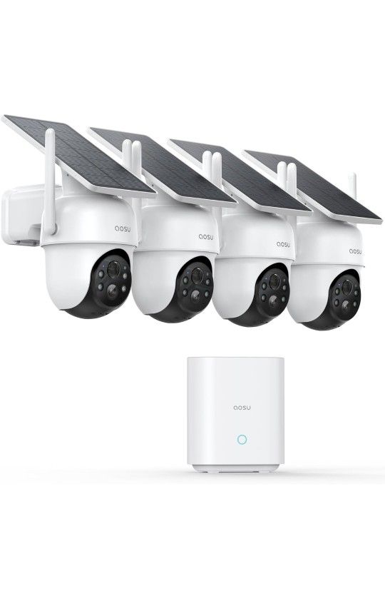 Security Cameras Outdoor Wireless, 4 Cam-Kit, No Subscription, Solar-Powered, Home Security Cameras System