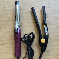 Set: Conair 3/4" Ceramic Flat Iron Hair Straightener Next | Remington 1"Curling Iron