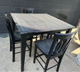 Beautiful rustic tall set table ,4 chairs! Hermoso set alto mesa y 4 sillas