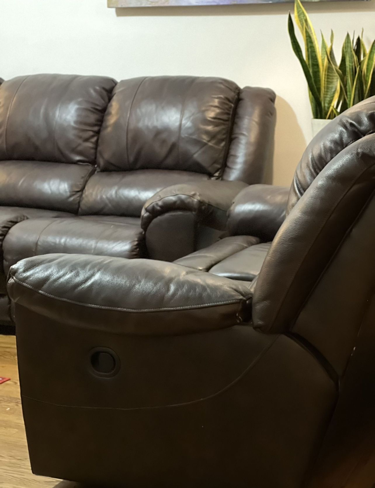 Dark Brown Luxury Lethar Couch (sofa) Set 3 + 2