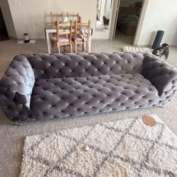 Grey Velvet Sofa Set 