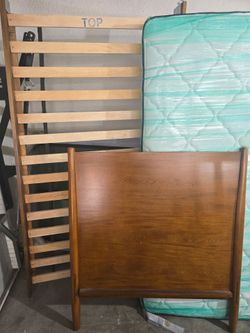 MID-CENTURY WALNUT twin size  BED FRAME