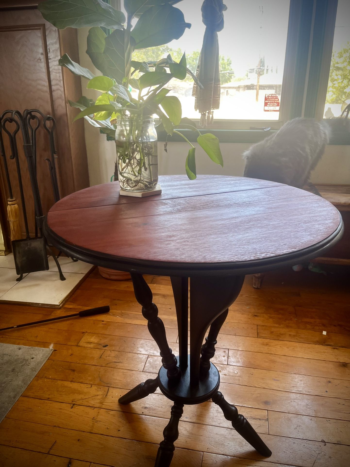 Antique Drop-Leaf Pedestal Table by The McClellan Mfg. Co., Los Angeles