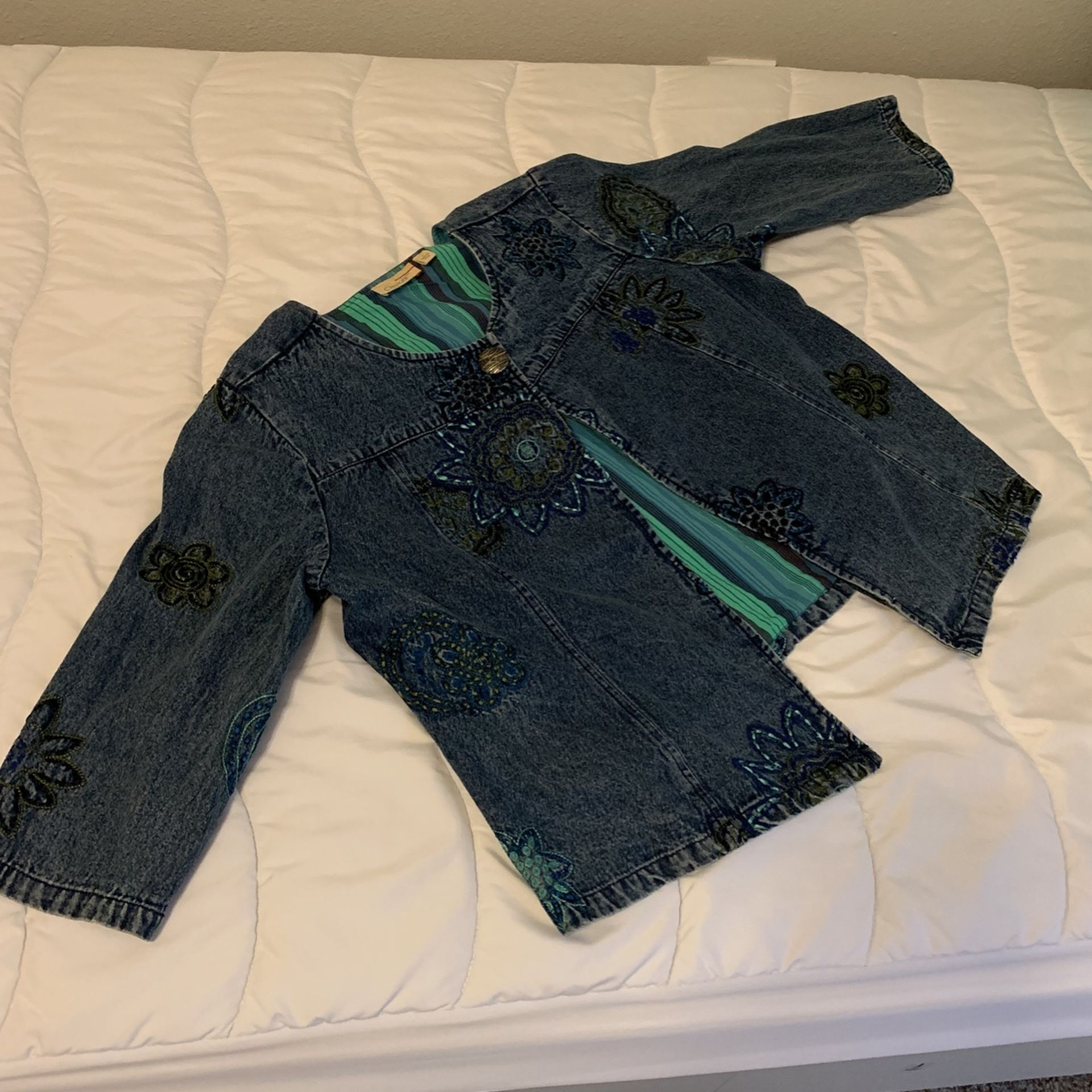 Women’s Denim Jacket (embroidered  Size L)