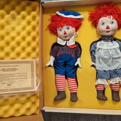 Vintage Porcelain Collectible Raggedy Ann And Andy Dolls