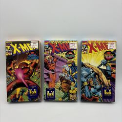 Marvel X-Men Lot Of 3 Sealed VHS- Enter Magneto, Captive Hearts, Unstoppable Juggernaut 