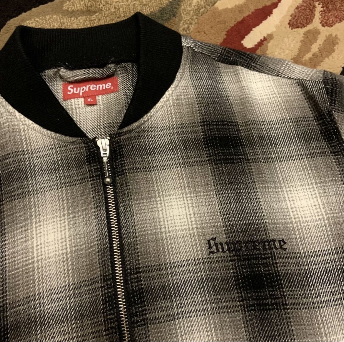 Supreme Shadow Plaid Bomber Jacket XL Box Logo Hoodie Nike Bape Jordan