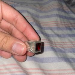 Silver Ring With A ruby gem