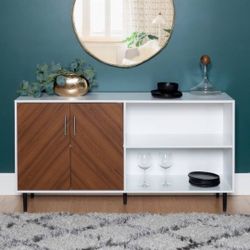 New Mid Century Modern Two-Tone Storage Console, TV Stand, Sideboard Buffet