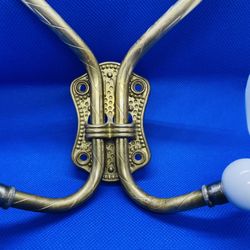 Vintage Brass/white Porcelain Coat Hanger