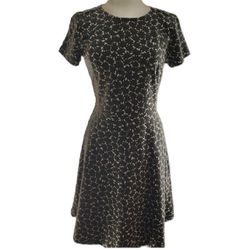 LOFT Beige & Black Pattern Dress Sz 4