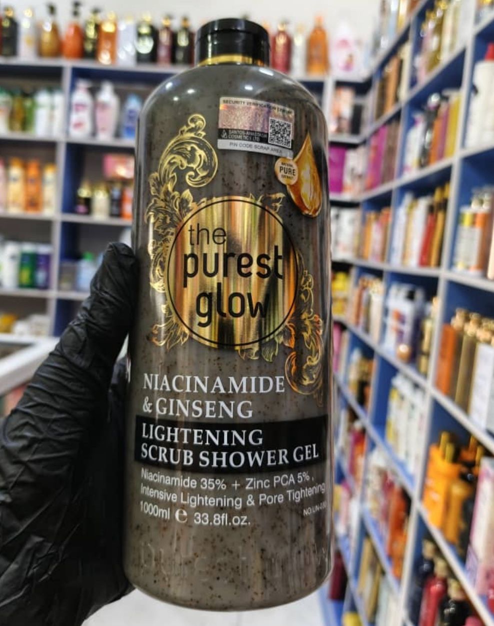 THE PUREST GLOW NIACINAMIDE & GINSENG LIGHTENING SCRUB SHOWER GEL