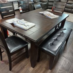 New Dining Set Table 4 Chairs And Bench
