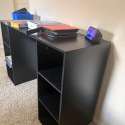  47-Inch Black Desk with Side Shelves