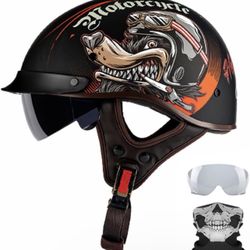 Qudas German Motorcycle Half Helmet Visor Quick Release - XL - DOT Approved