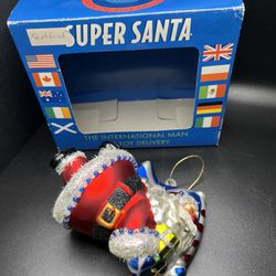 Super Santa Scotland Glass Christmas Ornament Santa Claus