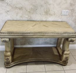 Solid wood console table (L is 56”, W is 20”, H is 34”)