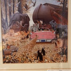 MICKEY AND MINI MOUSE NOAHS ARK SCENE CUSTOM MATTED FRAME 12x12 PRINT 