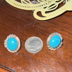 Beautiful  Genuine Turquoise &   sterling silver Earrings