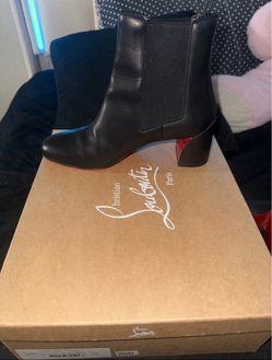 Christian Louboutin Black Leather Chelsea Ankle Boots