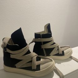 Rick Owens DRKSHDW black and cream high tops M/W
