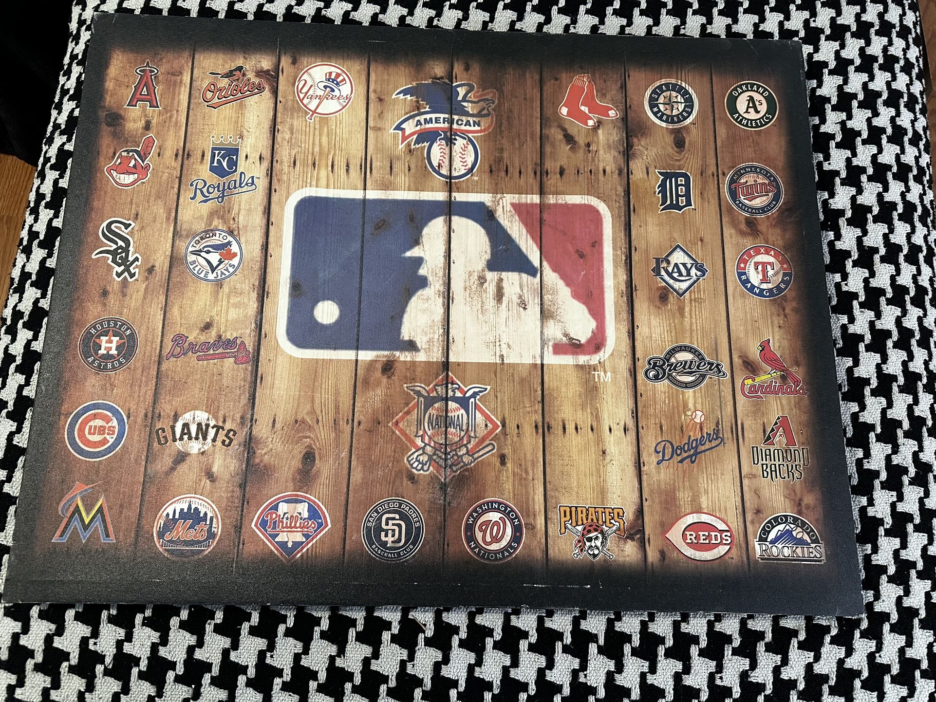 Vintage MAJOR LEAGUE BASEBALL Wall Art Canvas AMERICAN NATIONAL LEAGUE
