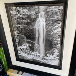 Framed waterfall photo Black and white