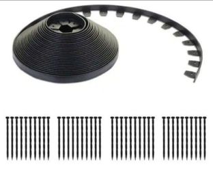 Landscape Edge Kit No Dig 100 Ft 40 Spikes, Extreme Weather Resistant Heavy Duty, Plastic in Black.