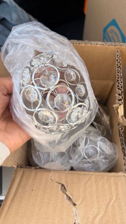 Crystal candle holders silver