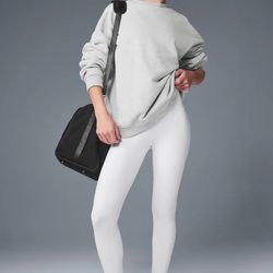 Alo Yoga Renown Heavy Weight Crew Neck Pullover XXS Athletic Heather Grey