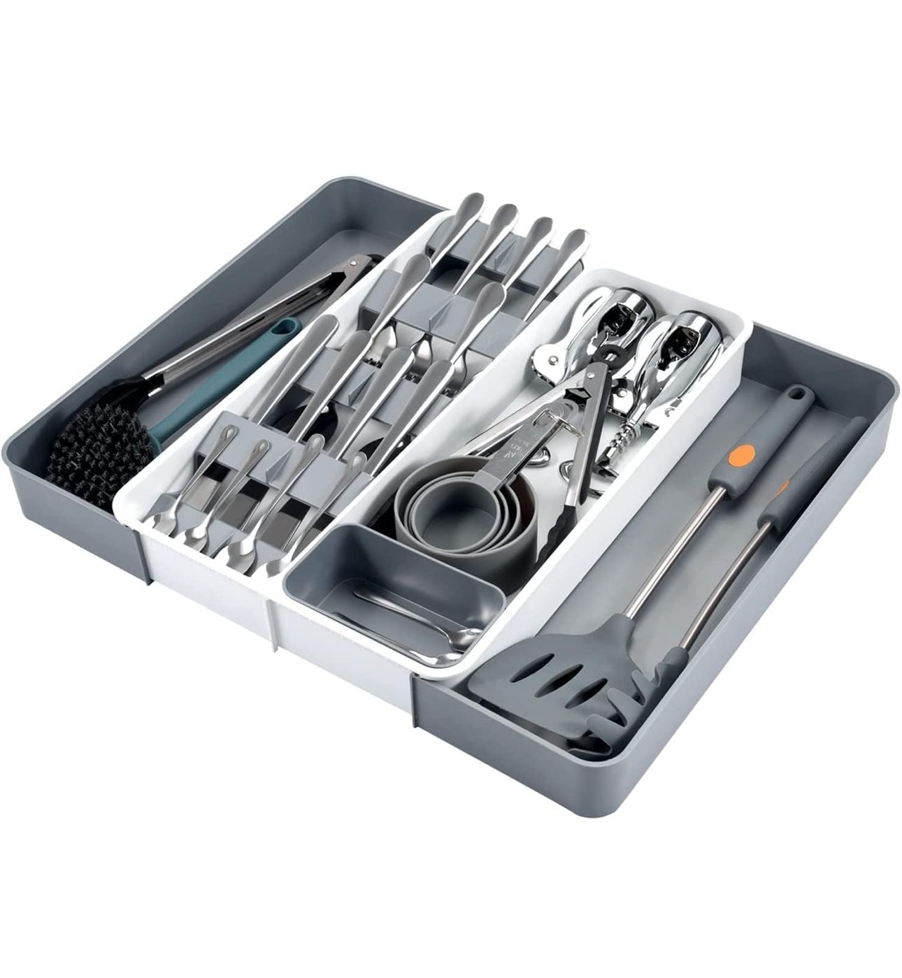 Expandable Silverware Drawer Organizer,Adjustable Kitchen Drawer Organizer with 8 Compartments,Compact Utensil Organizer,Multi-Purpose Cutlery Organiz