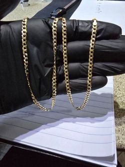 14kGold/925 Cuban Link Chain Necklace