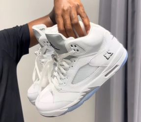 White metallic fives brand new size 10