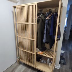 NORDKISA
Open wardrobe with sliding door, bamboo.