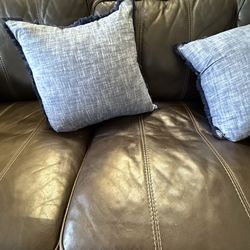 Brown leather couch