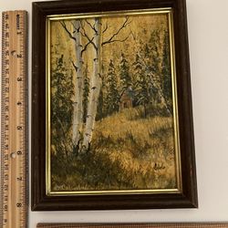 Oil painting By Jody Sells Of Home In A Wooded Area Frame - Beautiful Yellow Oil