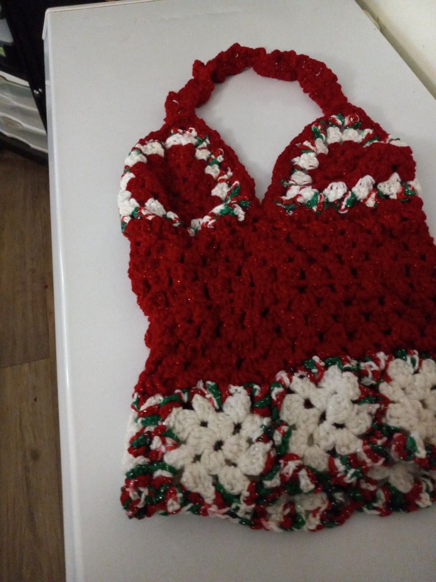 Glittering Crochet Christmas Halter Top