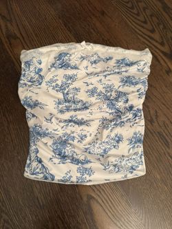 Blue/white Lace Tube Top, XS