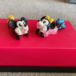 Vintage, Porcelain, Mickey And Minnie Mouse