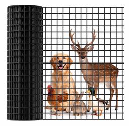 2'' x 2'' Welded Wire Fence, 48 x 50 ft Black Vinyl Coated Hardware Cloth Roll, 16GA Heavy Duty PVC Wire Mesh for Yard, Vegetable, Goat and Poultry Pr