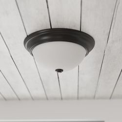 PS 13IN 2LT BRZ FROSTED DOME FLSH