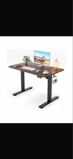 40’’ Electric Standing Desk, Height Adjustable, Grey 176 Lbs Capacity, Smooth Home Office Desk, 4 Memory Presets & Headphone Hooks, 28.3–46.5 Inch Hei