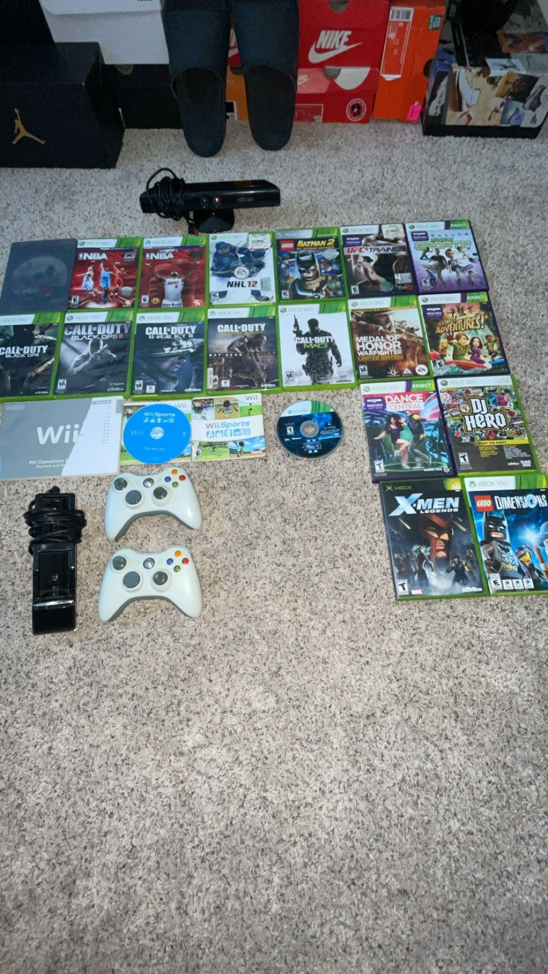 Xbox 360 Games Wii Sports Games Snd Controllers With Kinect.