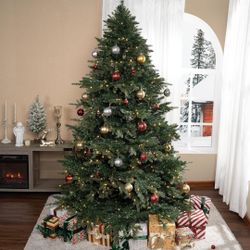 6.5ft Artificial Realistic Rustic Prelit Christmas Tree with 600 Warm Lights