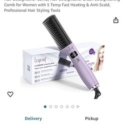 Hair Straightener Comb, Hair Straightener Brush Straightening Comb for Women with 5 Temp Fast Heating & Anti-Scald, Professional Hair Styling Tools