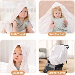 Baby Towels 2 Pack,Hooded Baby Towels Set,Baby Infant Bath Towels with Hood,Soft and Absorbent Nursery Towel,Large 28x28Inch,Newborn Essential(Rainbow