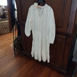 White Eyelet Summer Dress, med, NEW