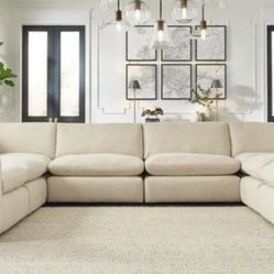 Elyza Linen 8-Piece Symmetrical Sectional, Seccional, Couch 

