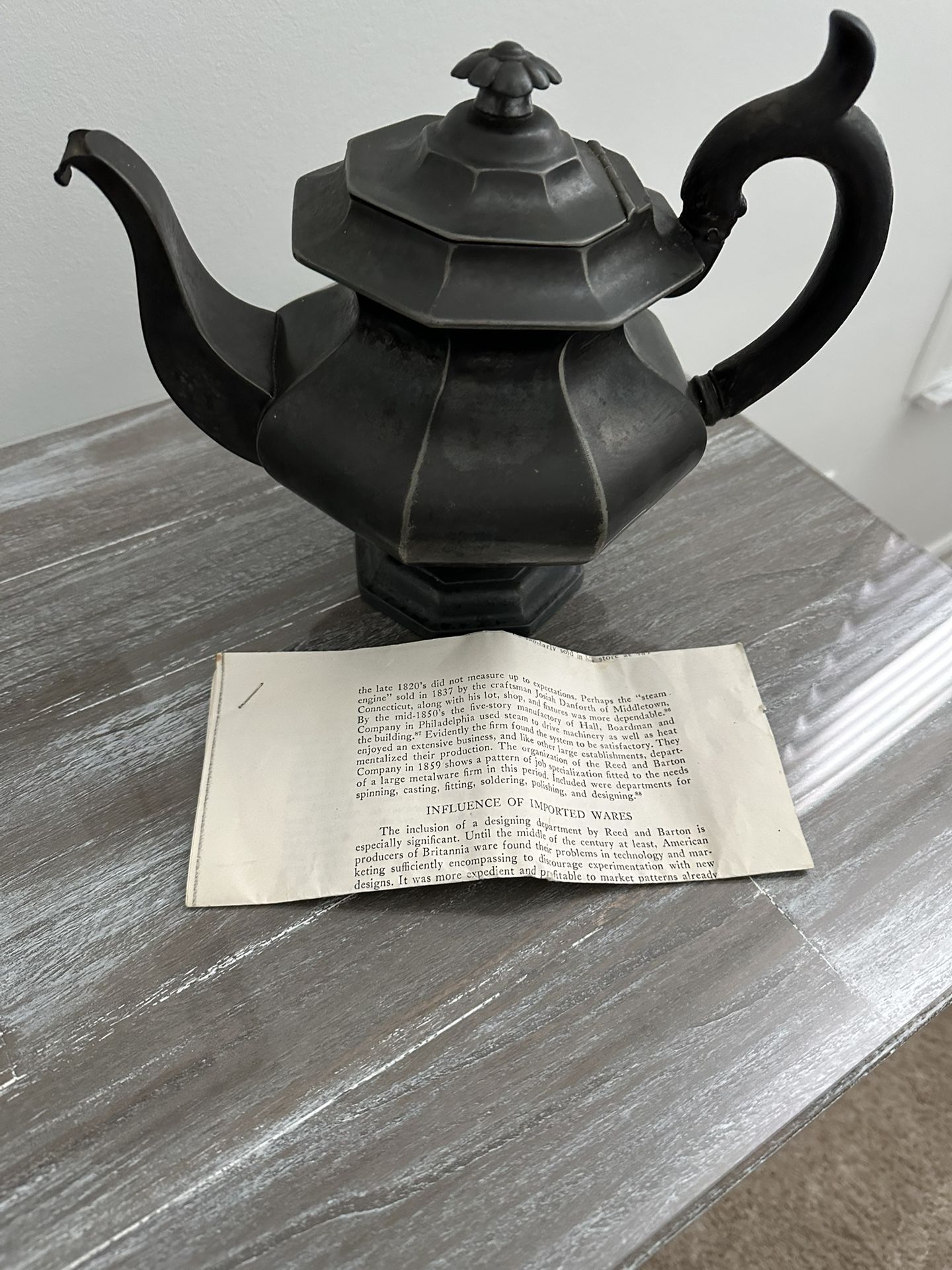 Teapot, Pewter, 1820to 1840